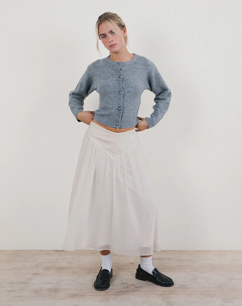 Derika V Waist Maxi Skirt in Cream - Image 5