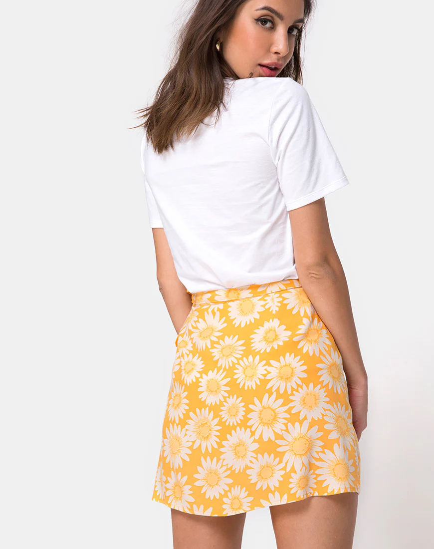 Derla Wrap Skirt in Sunkissed Floral Yellow - Image 2