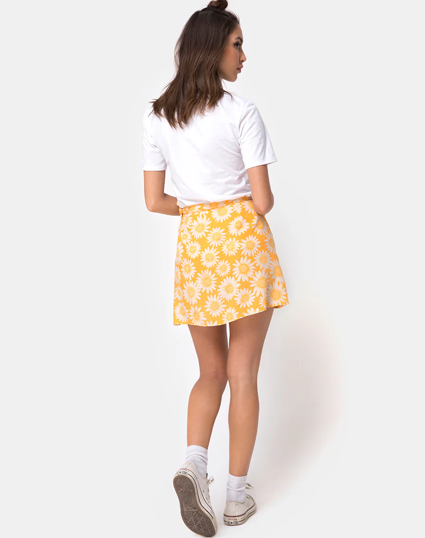 Derla Wrap Skirt in Sunkissed Floral Yellow - Image 4
