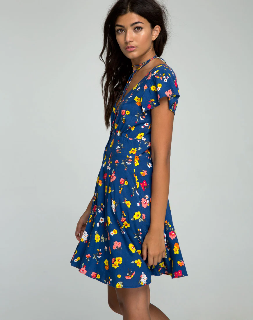 Devereux Babydoll Dress in Fleur Navy - Image 2