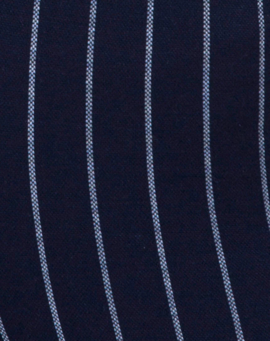Devile Unitard in Pinstripe Navy - Image 5