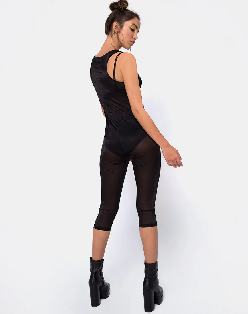 Devile Unitard in Sheer Mesh Black - Image 4