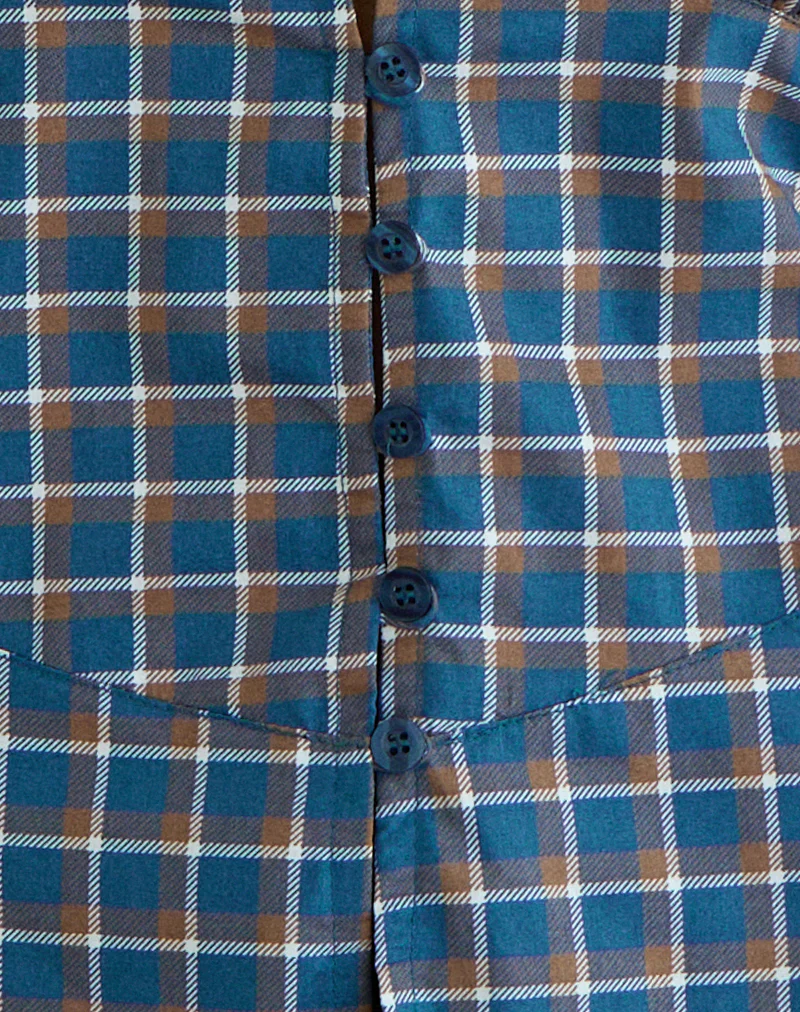 Devlon Blouse in Medium Tartan Blue - Image 6