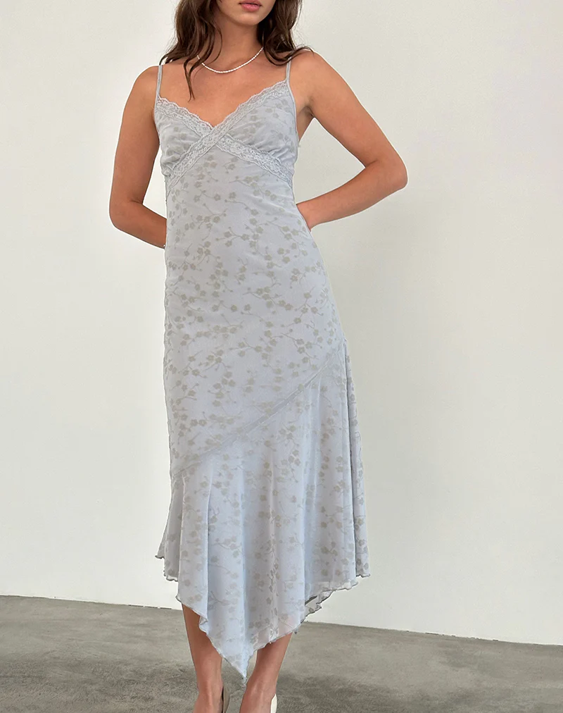 Devon Midi Dress in Flock Chic Petals Grey - Image 2