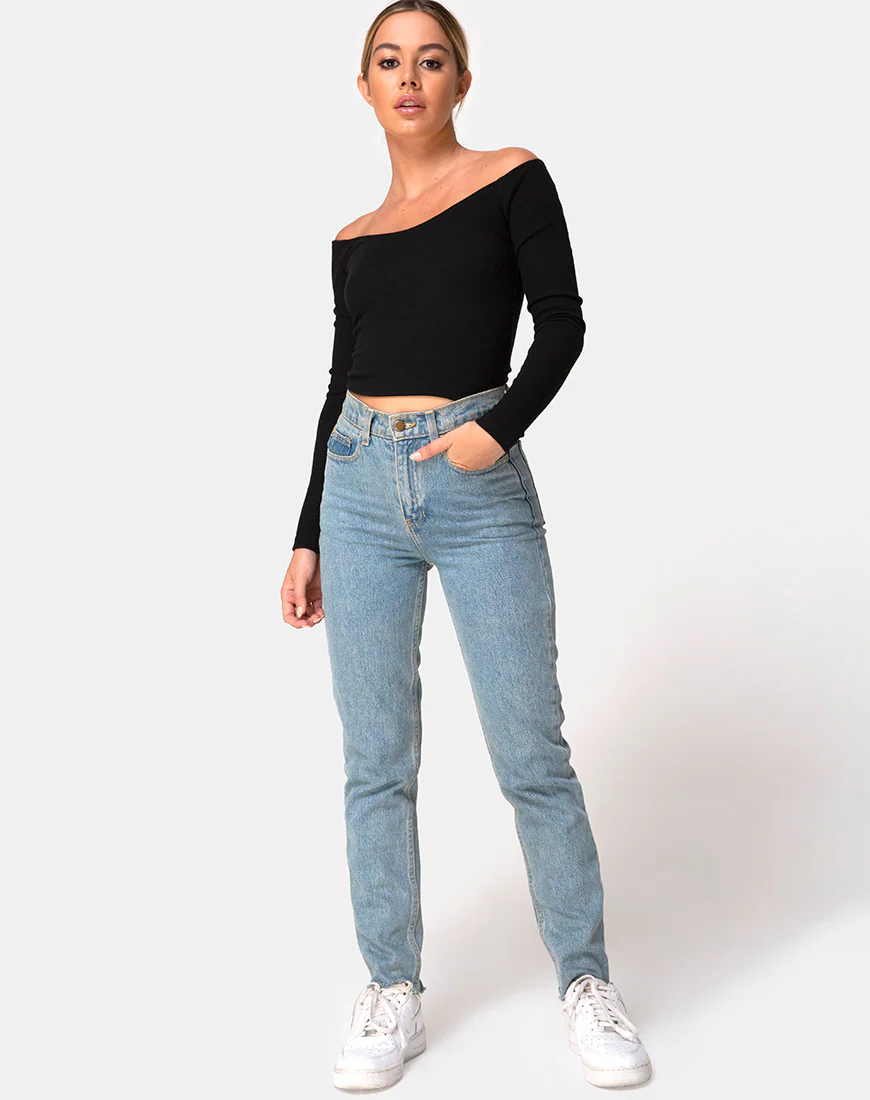 Devora Top in Black Rib - Image 3