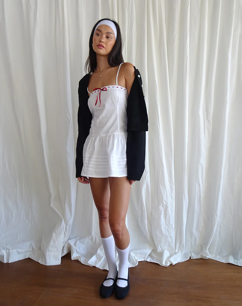 Dhilla Mini Dress in White Poplin - Image 5
