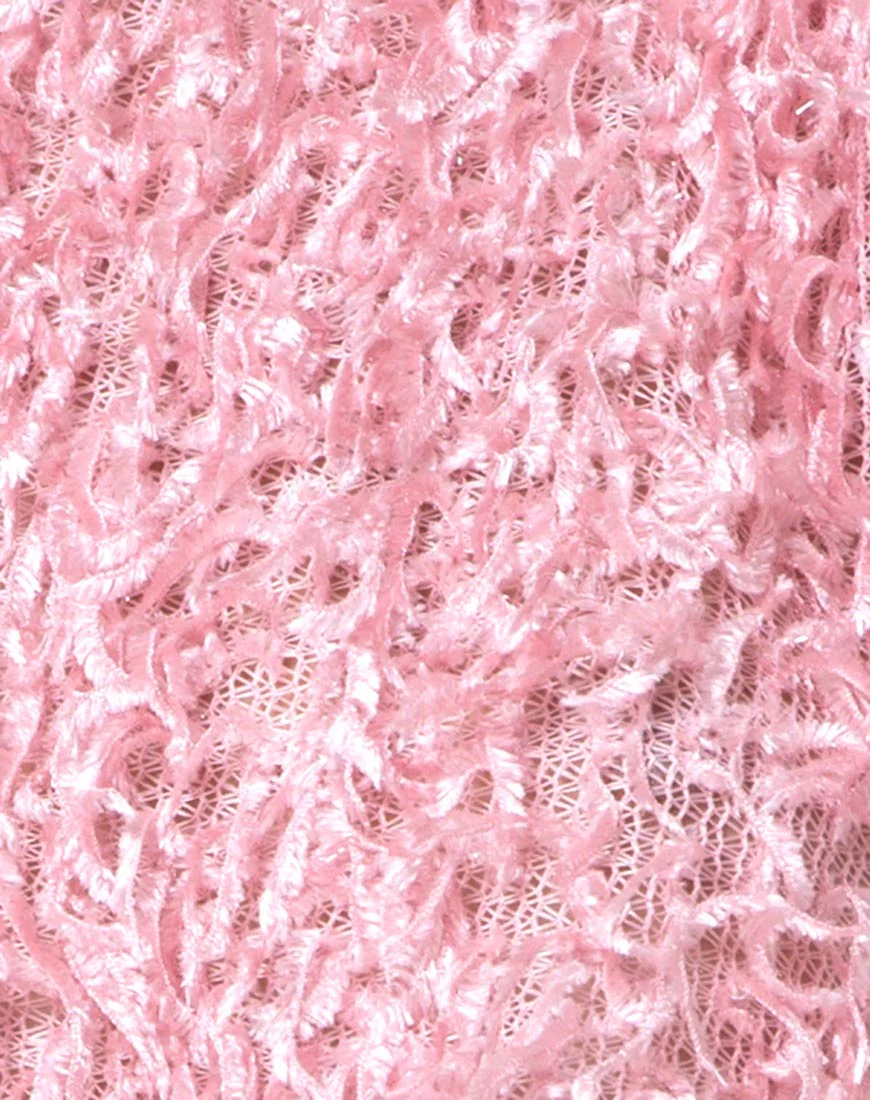 Diabla Crop Jumper in Shaggy Knit Sugar Pink - Image 5