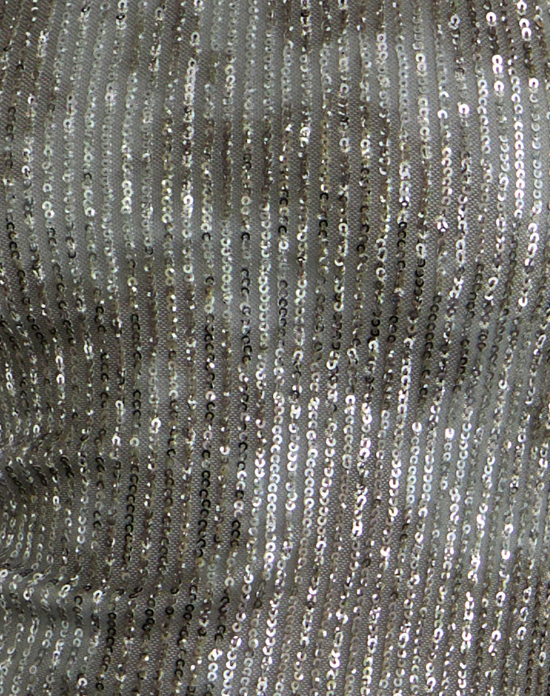 Dikta Asymmetric Mini Dress in Sequin Green Grey - Image 7