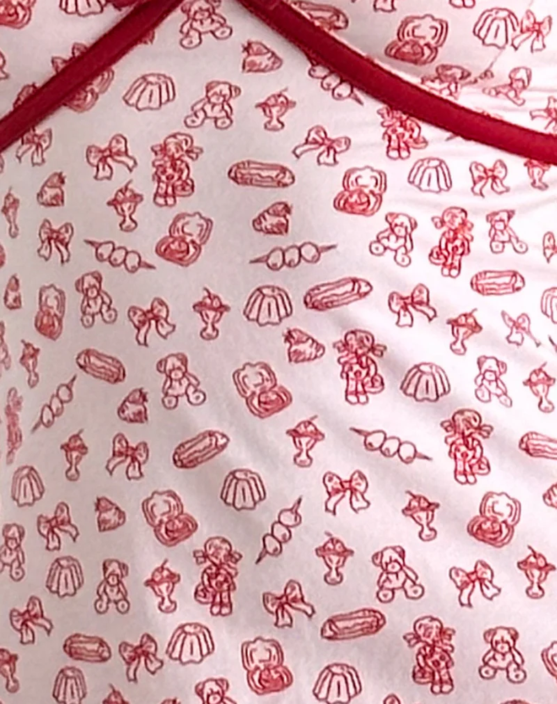 Dimaya Mini Dress in Girlie Print with Red Binding - Image 4
