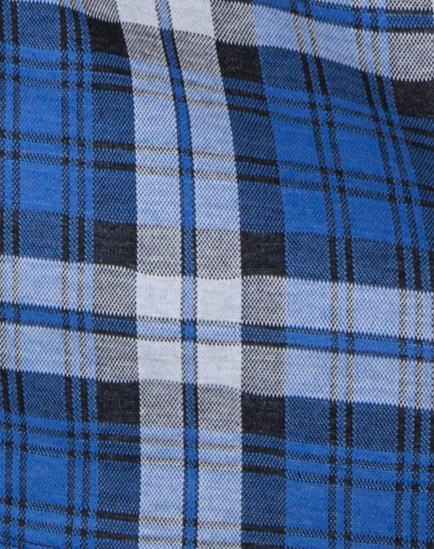 Dina Mini Skirt in Stretch Plaid Blue - Image 5