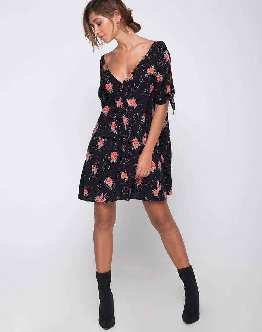 Dinda Swing Dress in Midnight Rose - Image 3