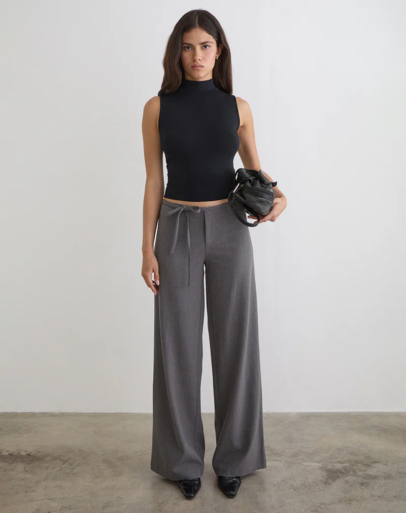 Diomira Trouser in Grey with Tie - Image 2