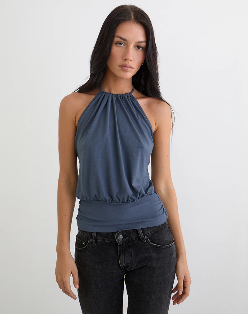 Diraka High Neck Top in Jersey Ocean Storm - Image 3