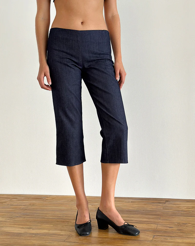 Diran Capri Trouser in Chambray Indigo - Image 3