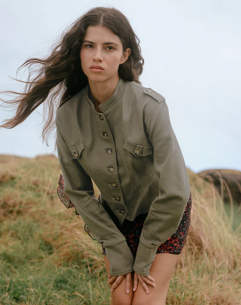 Diranda Military Jacket in Twill Khaki - Image 3