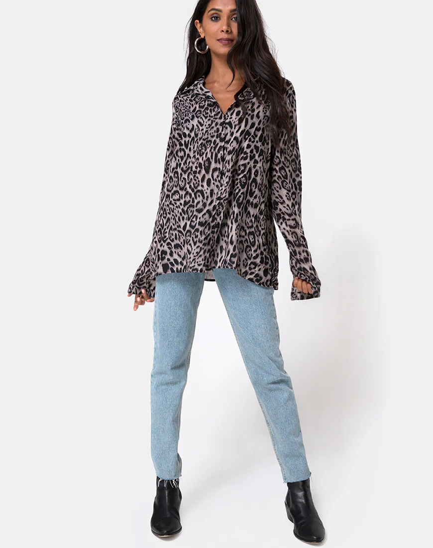 Disam Shirt in Leopard Grey - Image 3