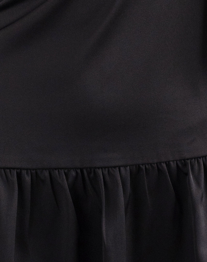 Distia Plunge Puff Mini Dress in Black - Image 6