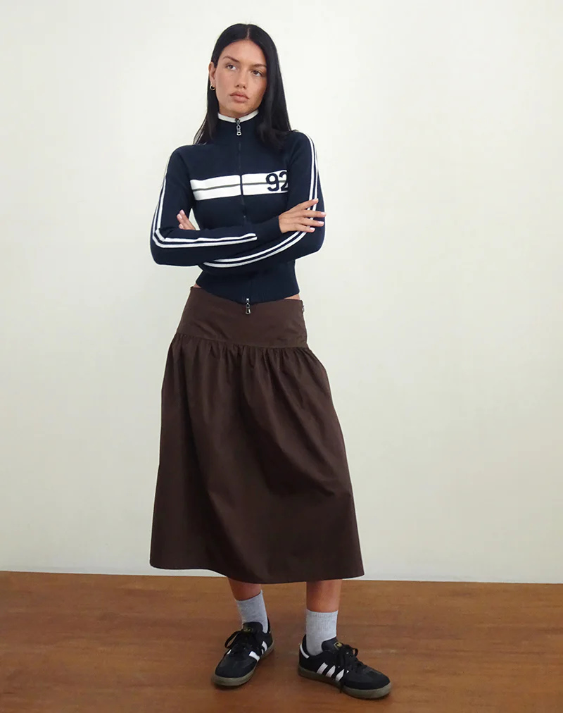 Ditara Midi Skirt in Chocolate Brown - Image 2