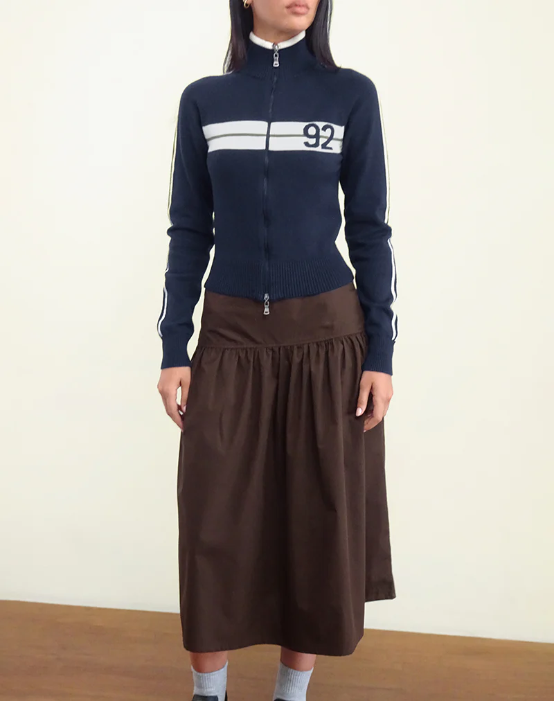 Ditara Midi Skirt in Chocolate Brown - Image 4