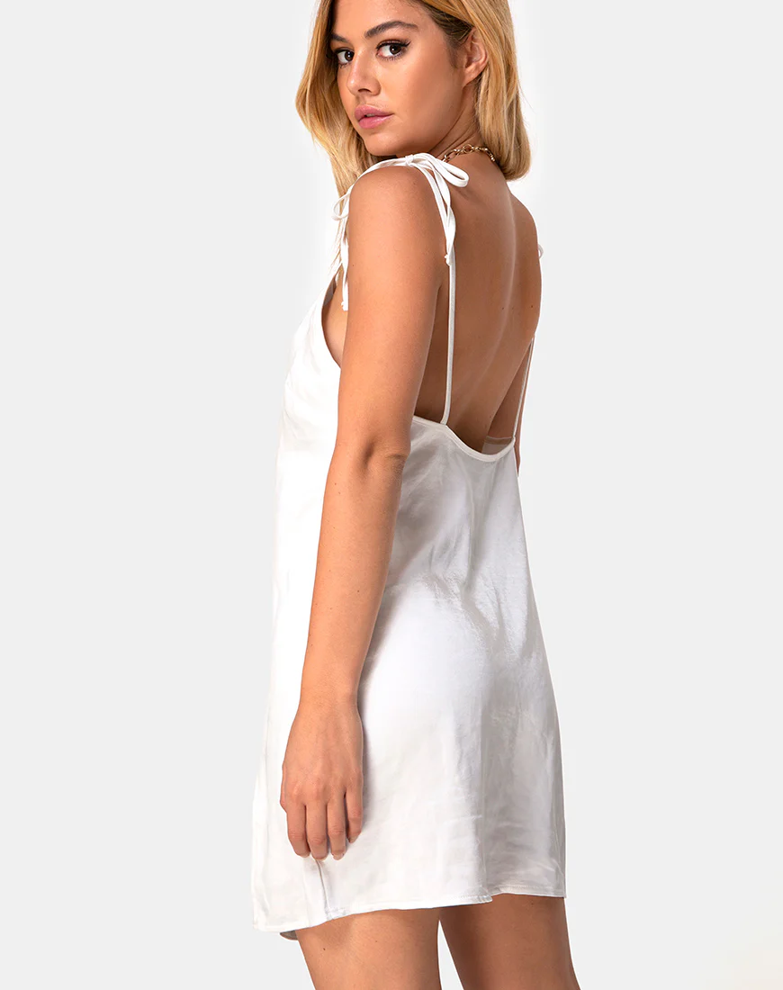 Doella Slip Dress in Satin Ivory - Image 2