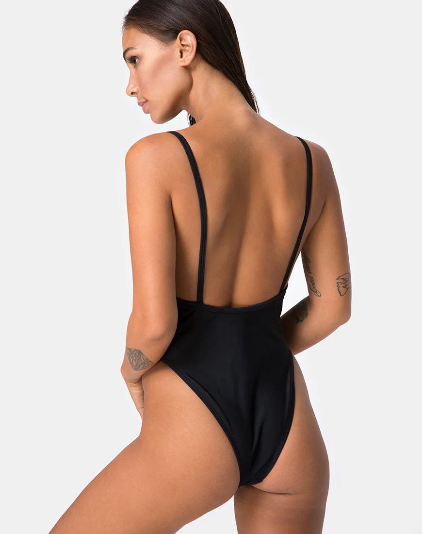 Dolce Swimsuit in Black Contrast Piping - Image 2