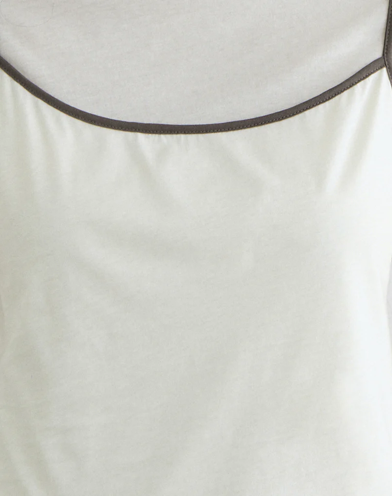Dolman Tee in Vanilla Ice with Walnut Binding - Image 6