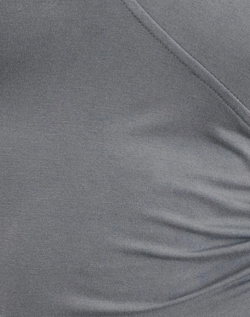 Dolores Wrap Top in Rayon Jersey Grey - Image 5