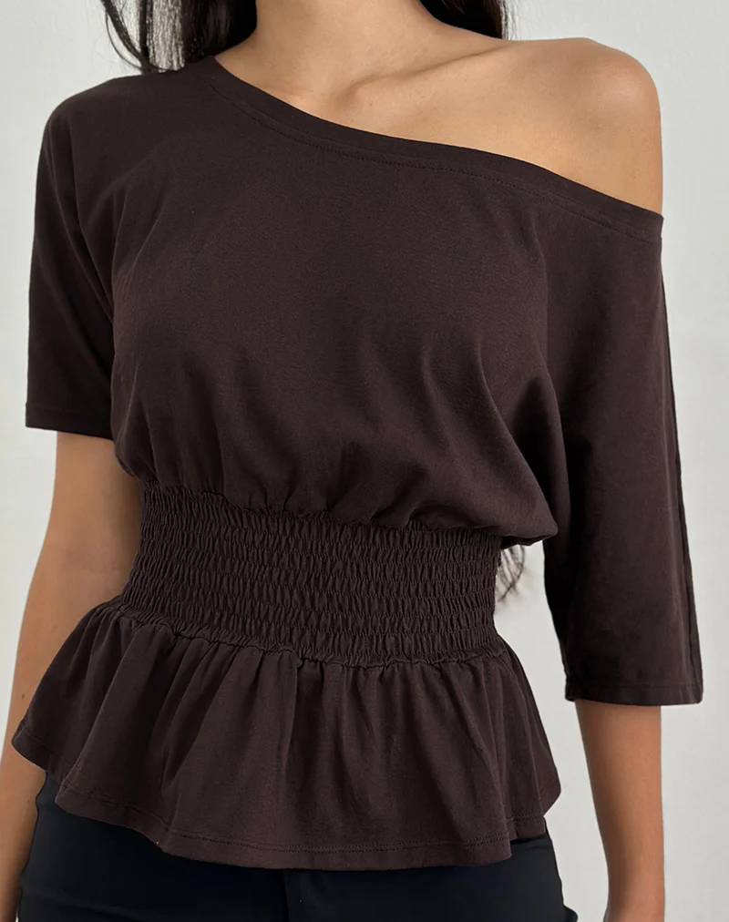 Domani Off the Shoulder Top in Chocolate - Image 2