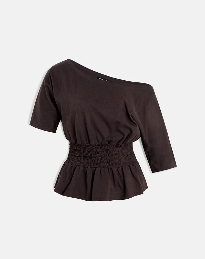 Domani Off the Shoulder Top in Chocolate - Image 5