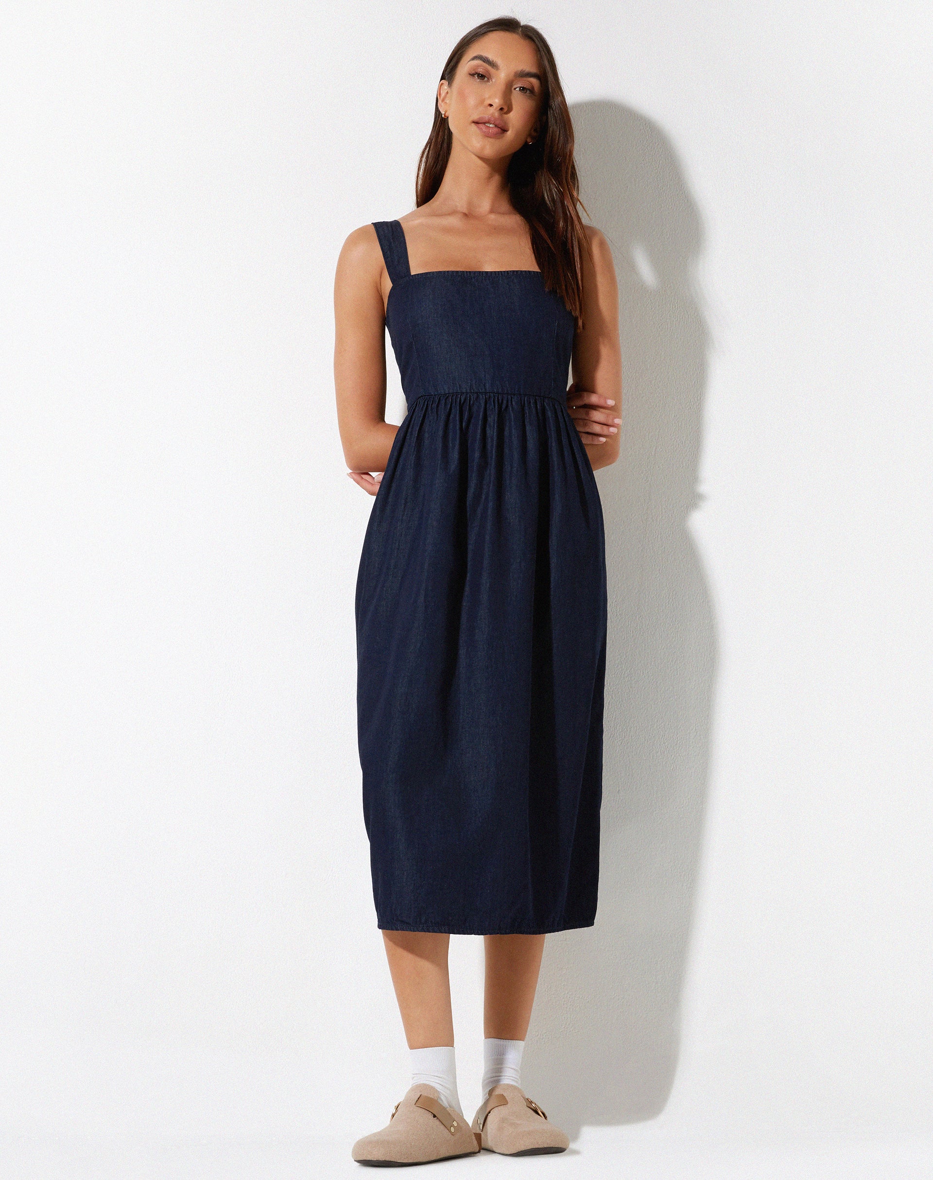Doraya Midi Dress in Denim Blue Chambray - Image 4
