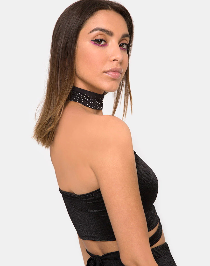 Dorian Criss Cross Tube Top in Black - Image 2