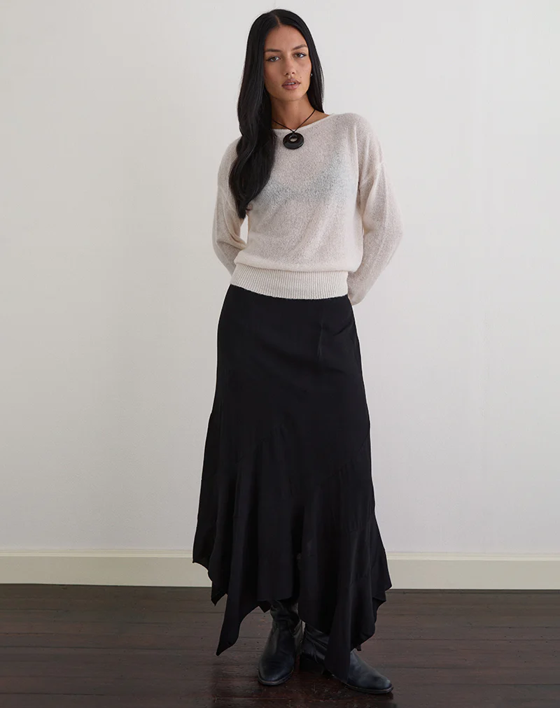 Dorina Long Sleeve Top in Knit Ecru - Image 4