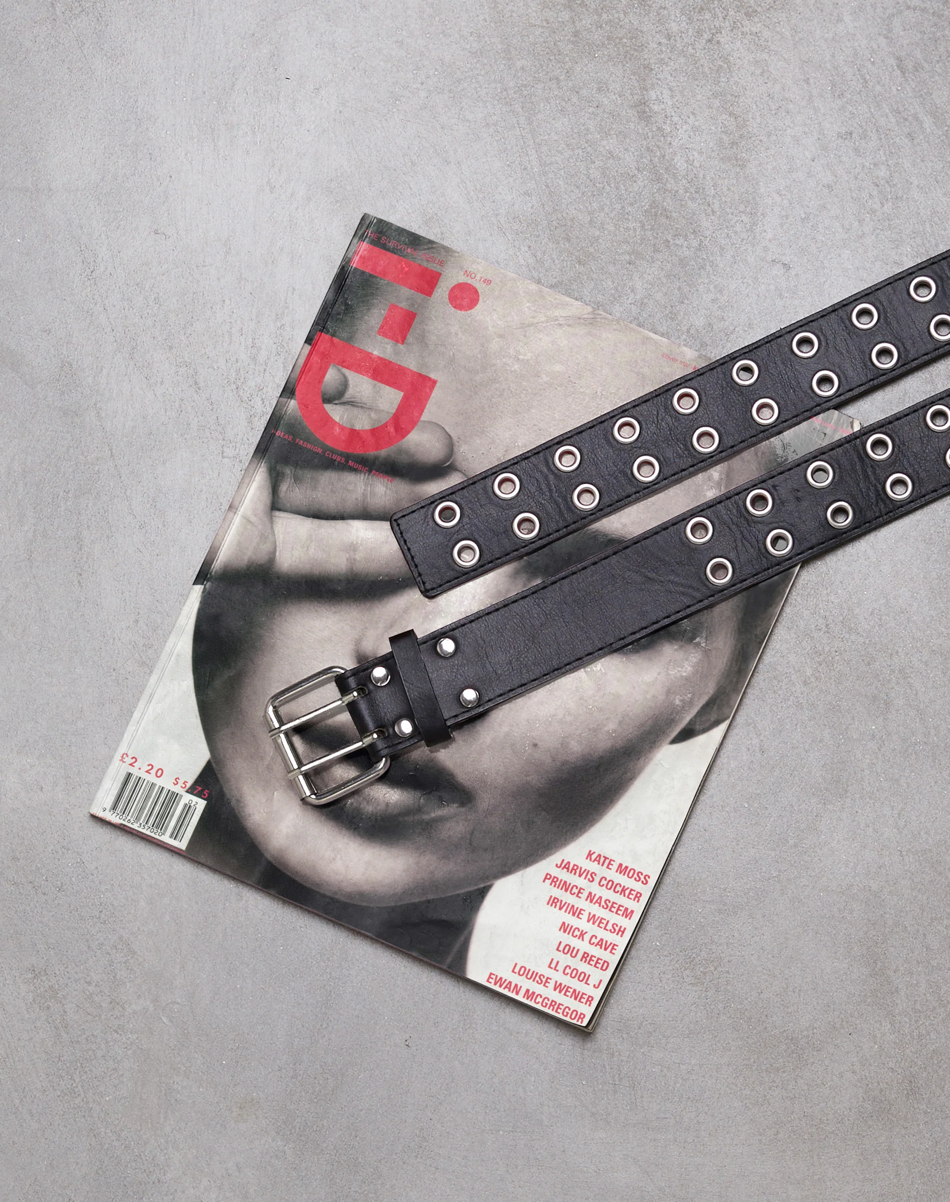 Double Grommet Belt in Punk Black PU