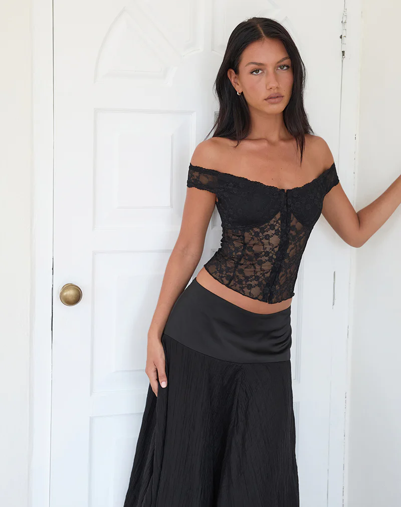 Dovica Corset Top in Black Canina Rose Lace - Image 3