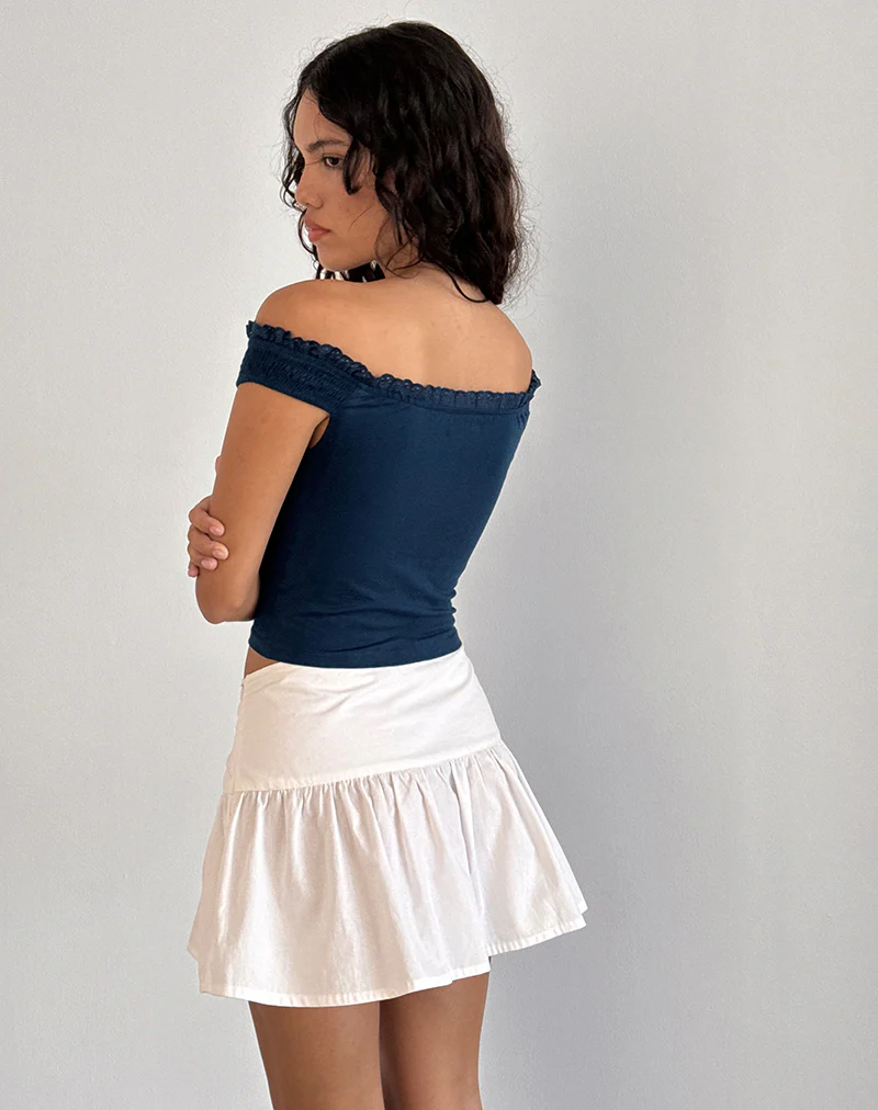 Dovica Lace Trim Corset Top in Navy - Image 4