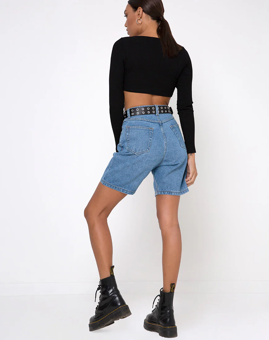 Drea Crop Top in Rib Black - Image 4