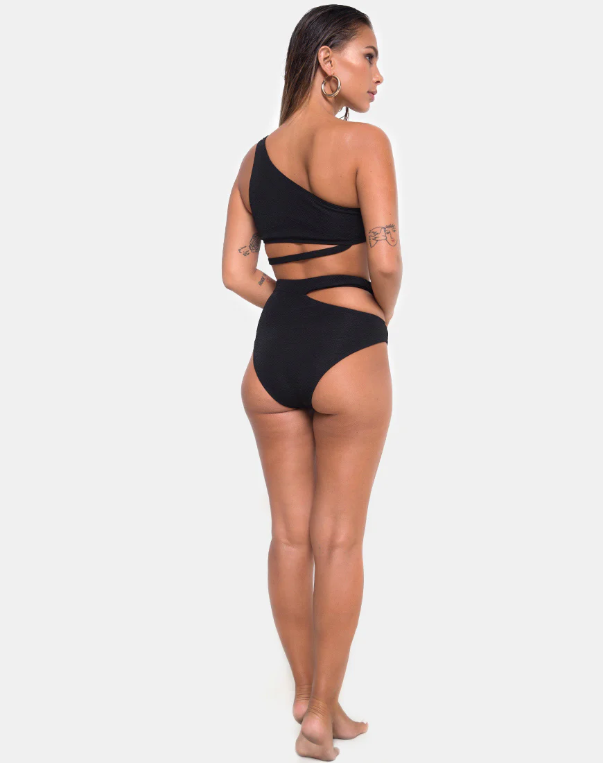 Dreama Bikini Bottom in Textured Black - Image 2