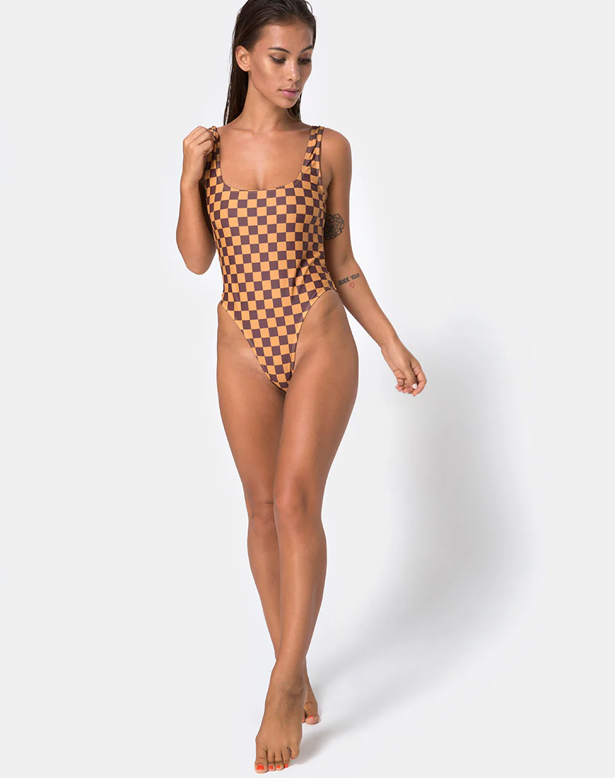 Drela Swimsuit in Mocha Checker - Image 3