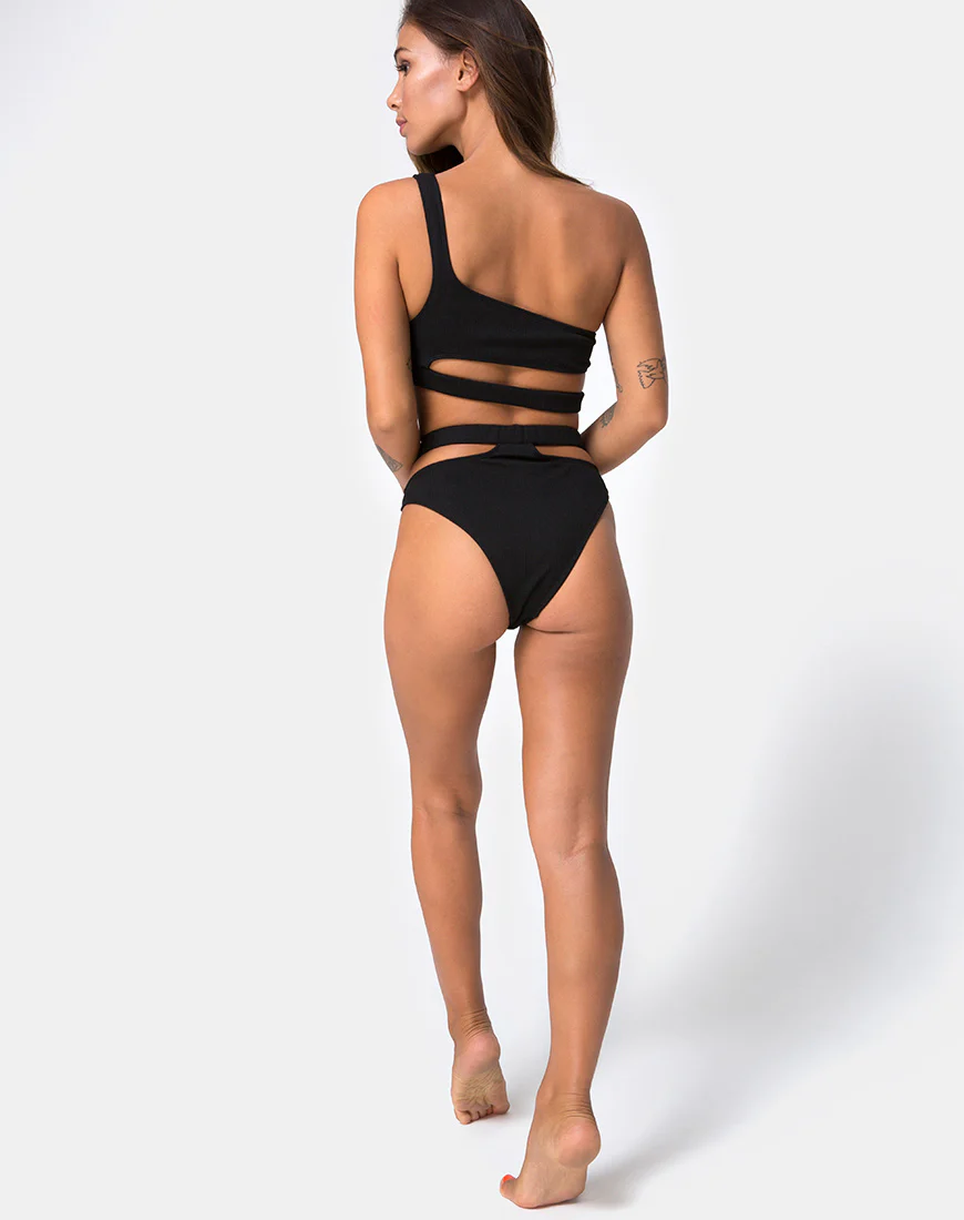 Drelins Bikini Top in Black Rib - Image 4