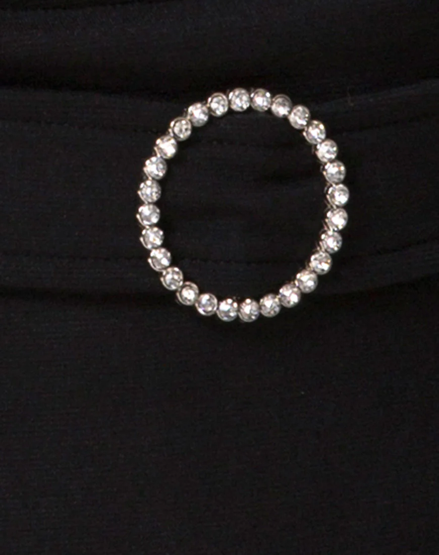 Drue Crop Top in Black with Diamante Ring - Image 5