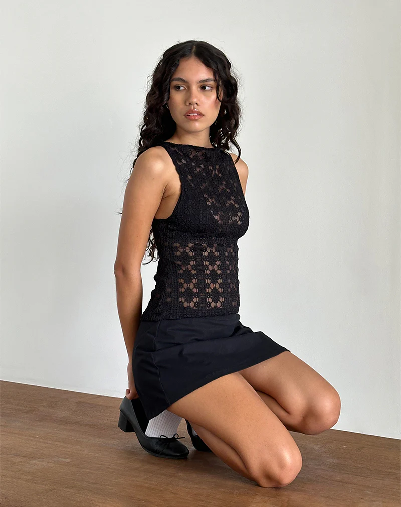 Dudley Vest Top in Regal Lace Black - Image 3