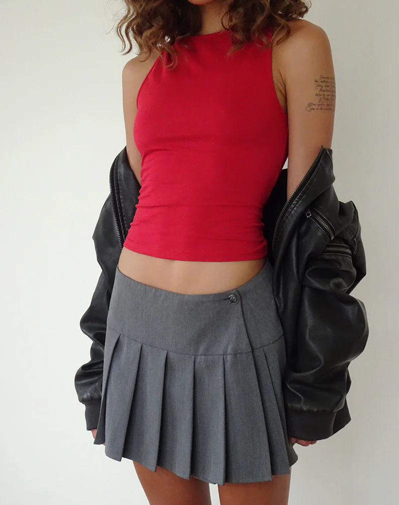 Dudley Vest Top in Adrenaline Red - Image 2