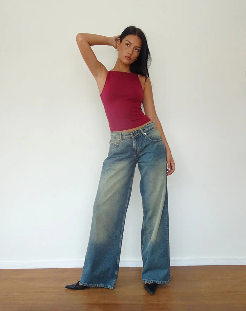 Dudley Vest Top in Burgundy - Image 3