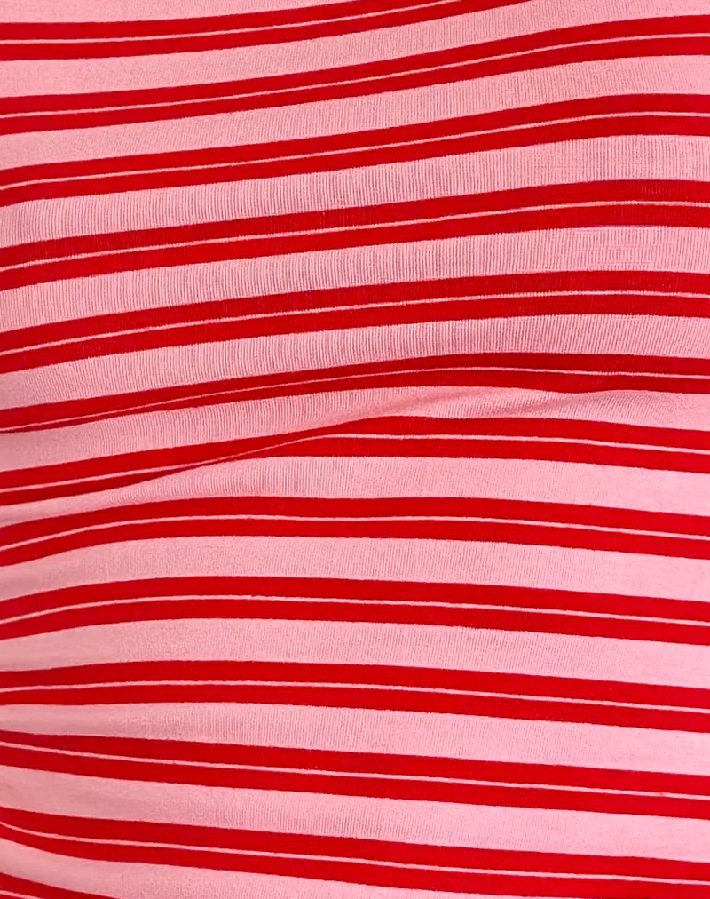 Dudley Vest Top in Pink and Red Stripe - Image 5