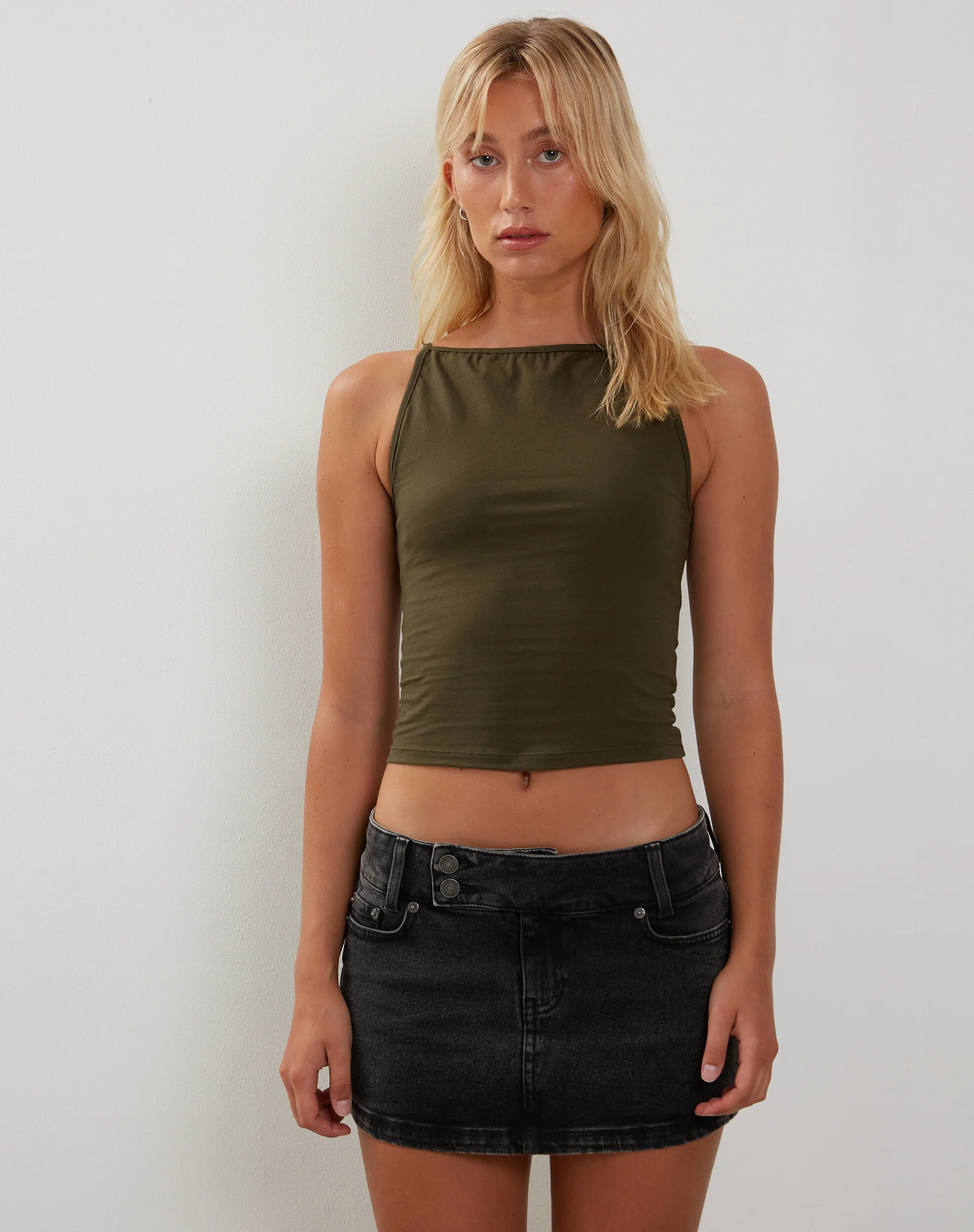 Dudley Vest Top in Olive - Image 4