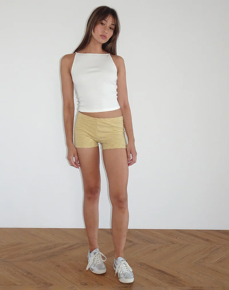 Dudley Ribbed Vest Top in Off White - Image 3