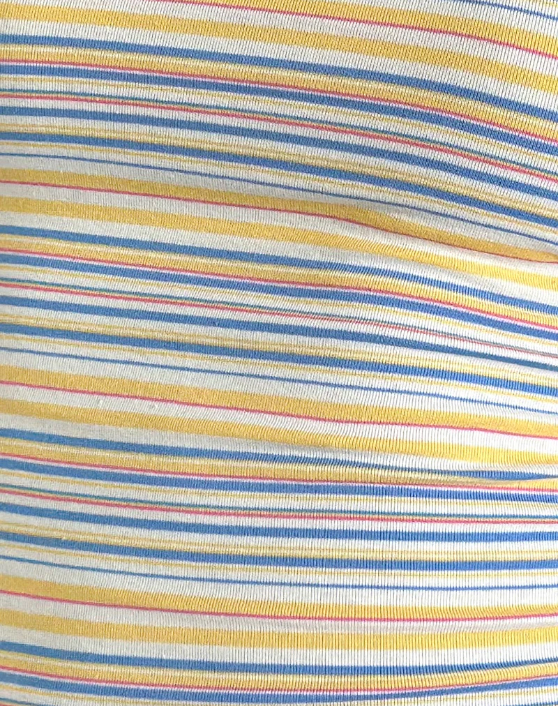 Dudley Vest Top in Blue, White and Yellow Stripe - Image 5