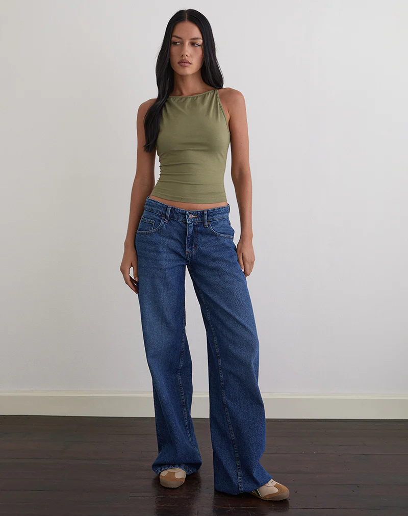 Dudley Vest Top in Jersey Khaki - Image 3