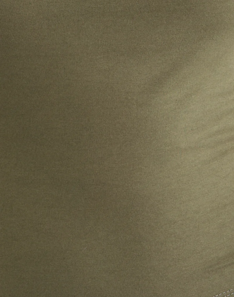 Dudley Vest Top in Jersey Khaki - Image 7