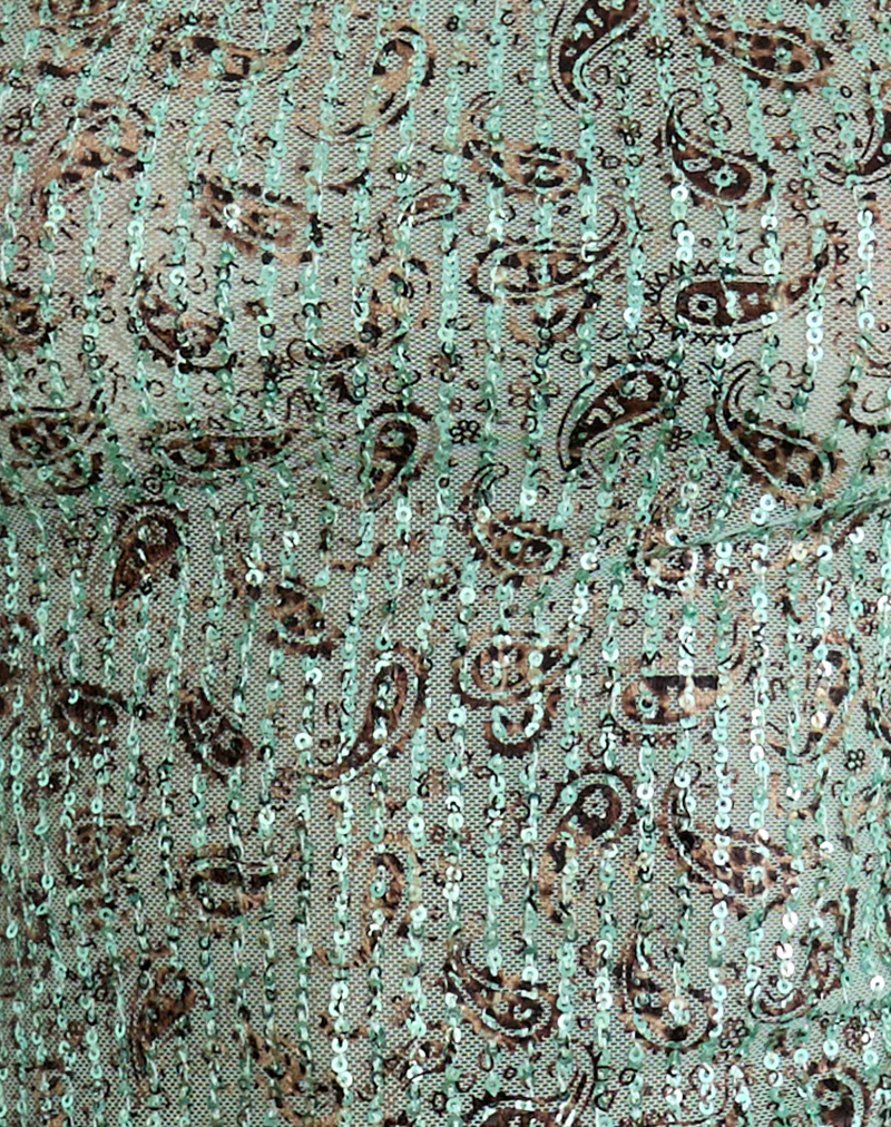 Dudley Vest Top in Paisley Sequin Teal - Image 5